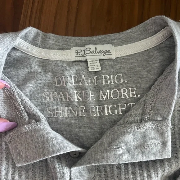 Gray Ribbed Henley Pajama Set - Picture 4 of 6